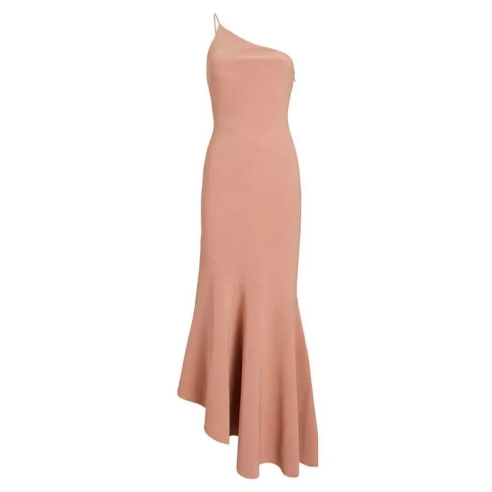 SIGNIFICANT OTHER Tori One-Shoulder Crepe Maxi Dress in Beige NWOT Size 10